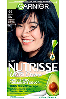 Blue Black Hair Color Nutrisse Ultra creme Nourishing permanent color Gray Coverage - Garnier